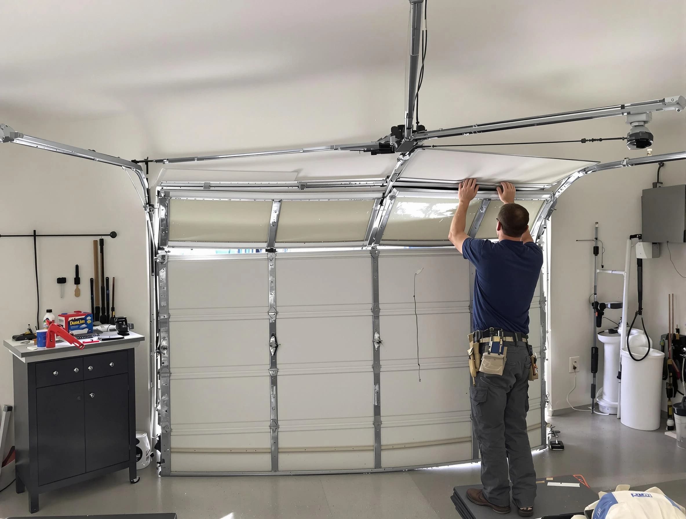 McCandless Garage Door Repair specialist performing precise section replacement on McCandless garage door