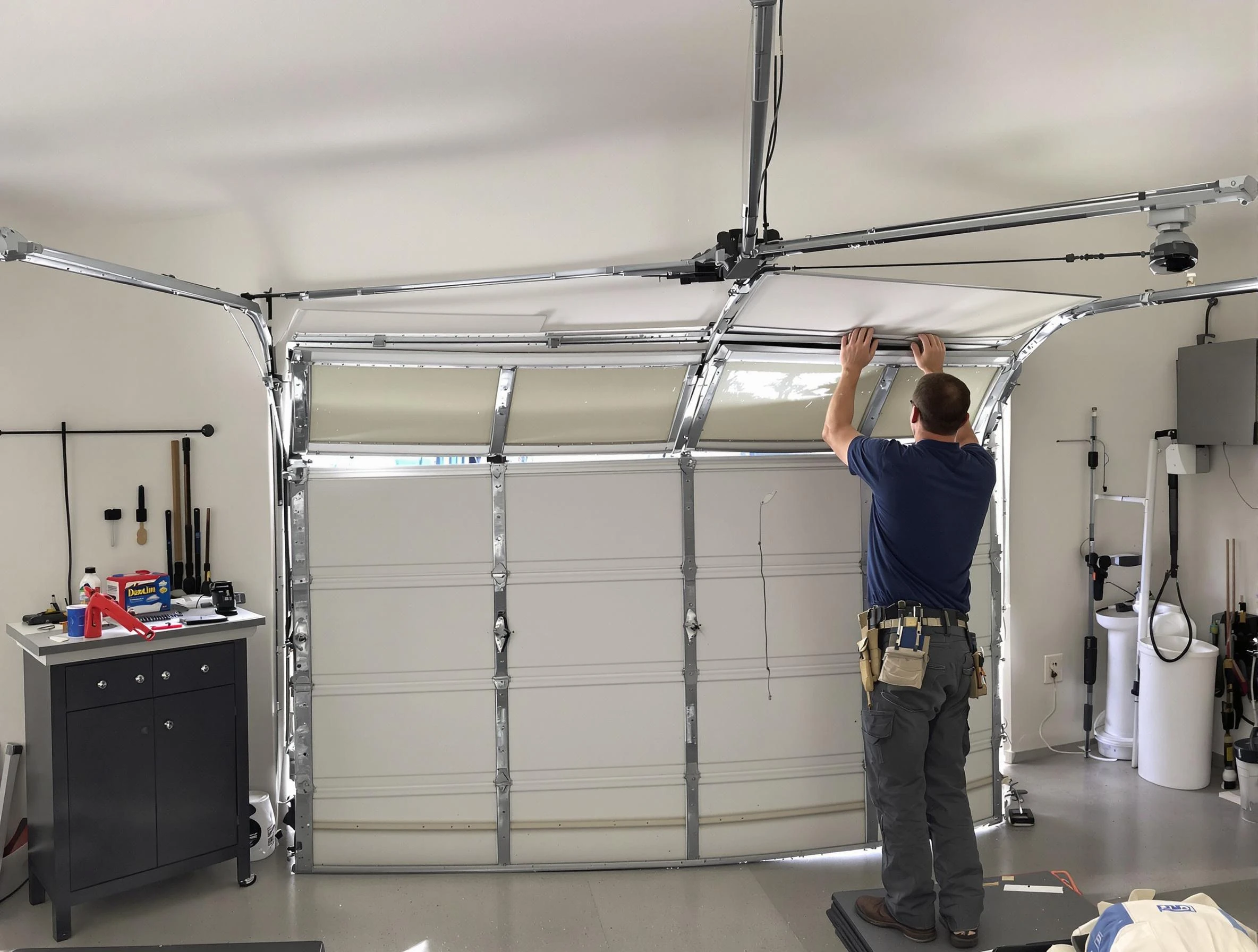 McCandless Garage Door Repair specialist performing precise section replacement on McCandless garage door